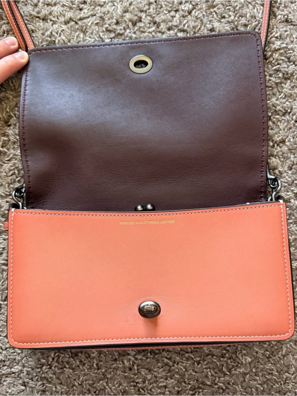 Coach Dinky 37296 Coral Glovetanned Leather Crossbody - Picture 3 of 10